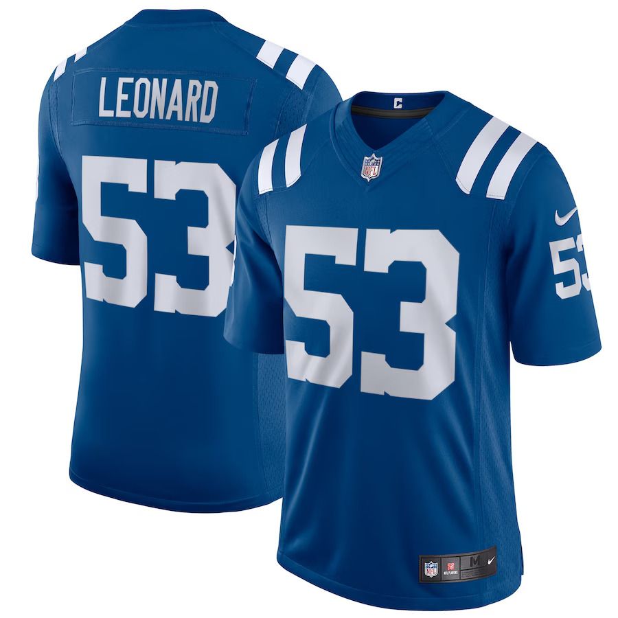 Men Indianapolis Colts 53 Shaquille Leonard Nike Royal Vapor Limited NFL Jersey